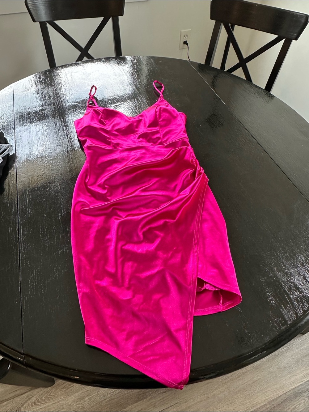 Emerald Sundae Hot Pink Asymmetrical Slip Midi Dress